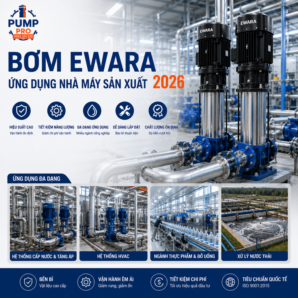 bơm Ewara ứng dụng nhà máy
