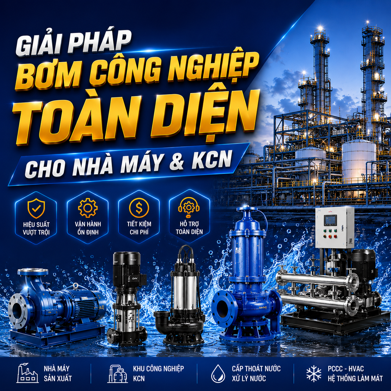 Giải pháp bơm công nghiệp toàn diện cho nhà máy & KCN