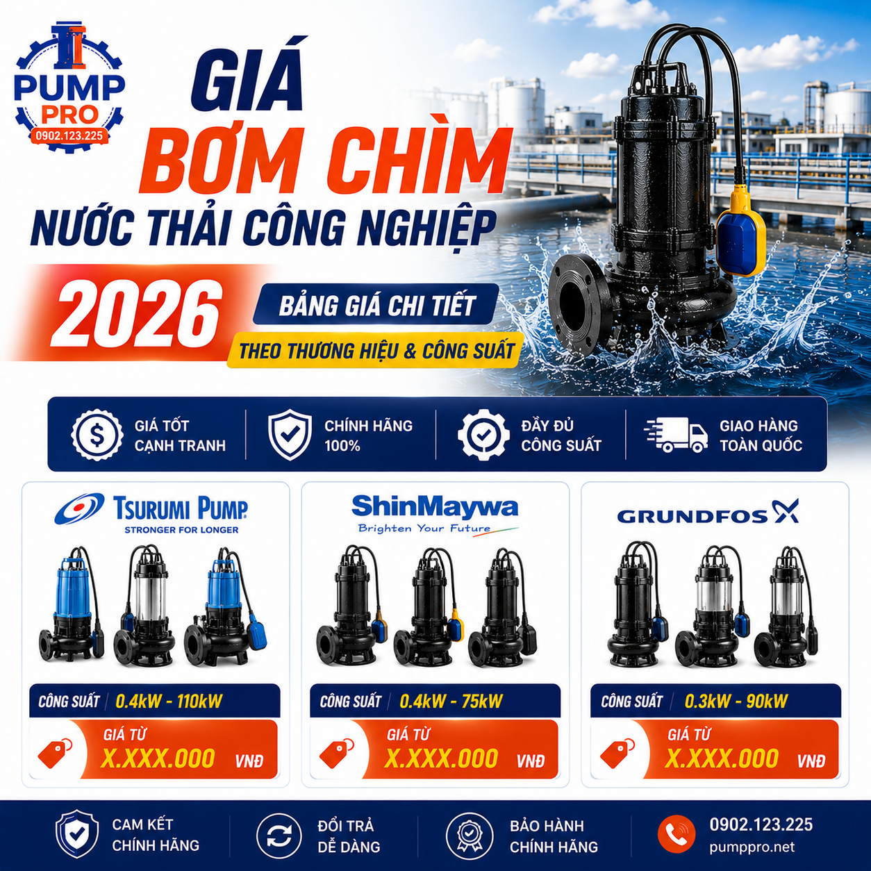 Giá Bơm Chìm Nước Thải Công Nghiệp 202