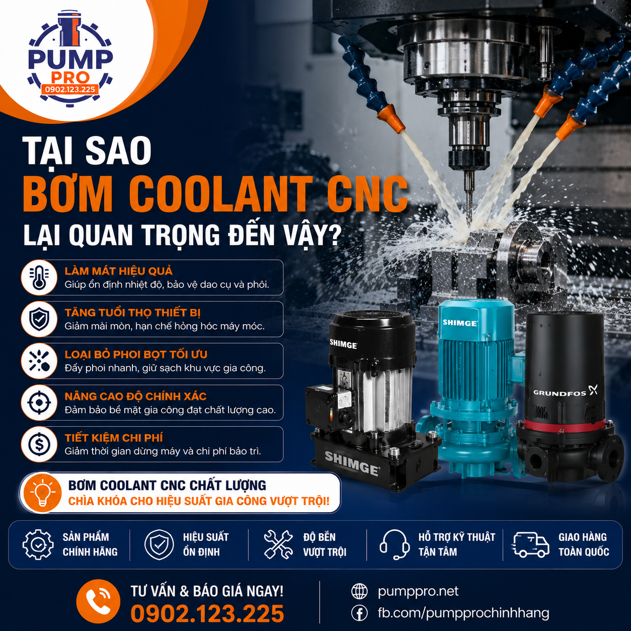 Cách Chọn Bơm Coolant Phù Hợp Máy CNC | Pump Pro