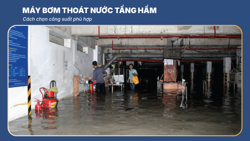 Bơm chìm thoát nước tầng hầm đặt trong hố gom, liên quan Ebara 80 DL 53.7