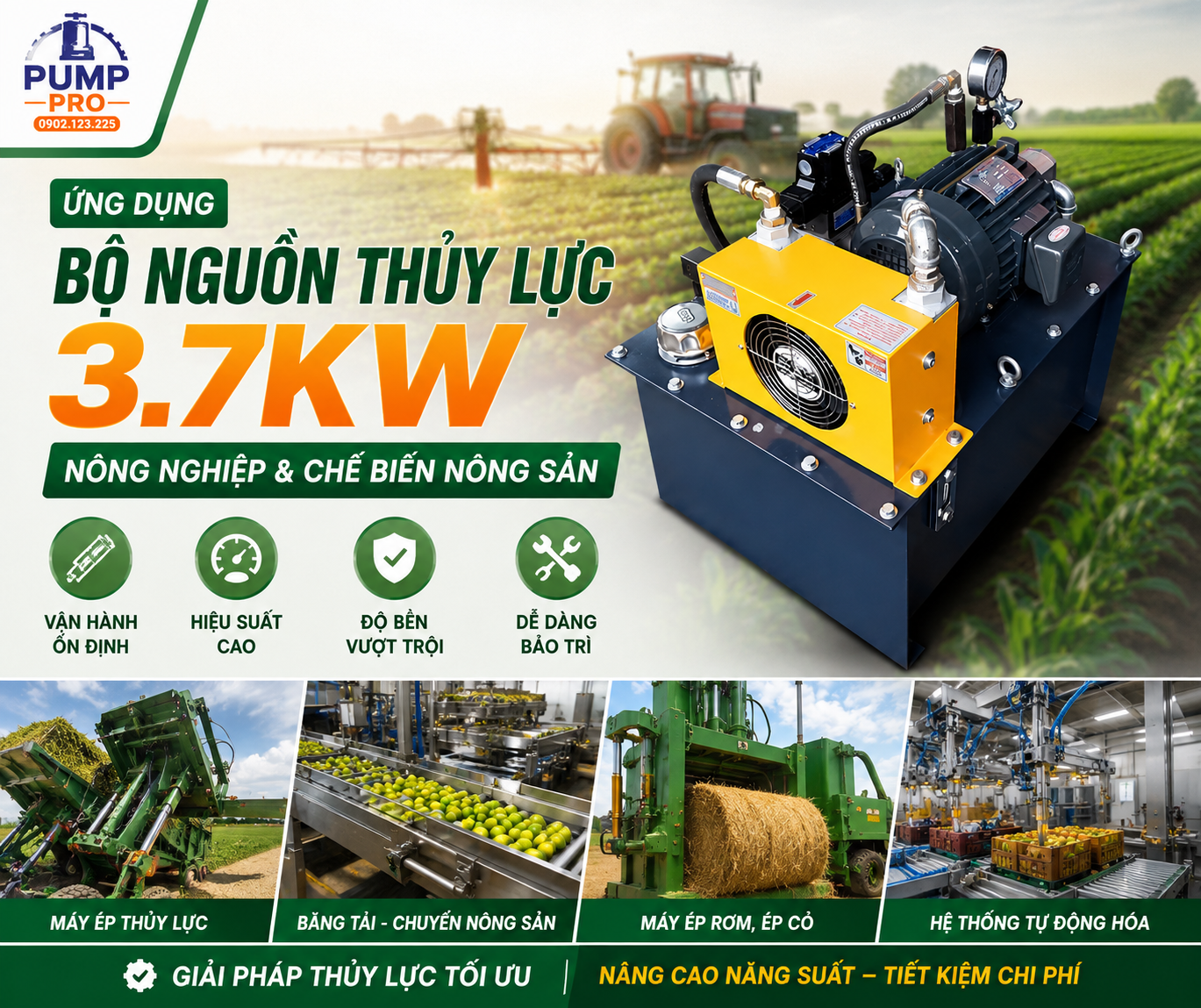 Ứng Dụng Bộ Nguồn Thủy Lực 3.7kw Trong Nông Nghiệp