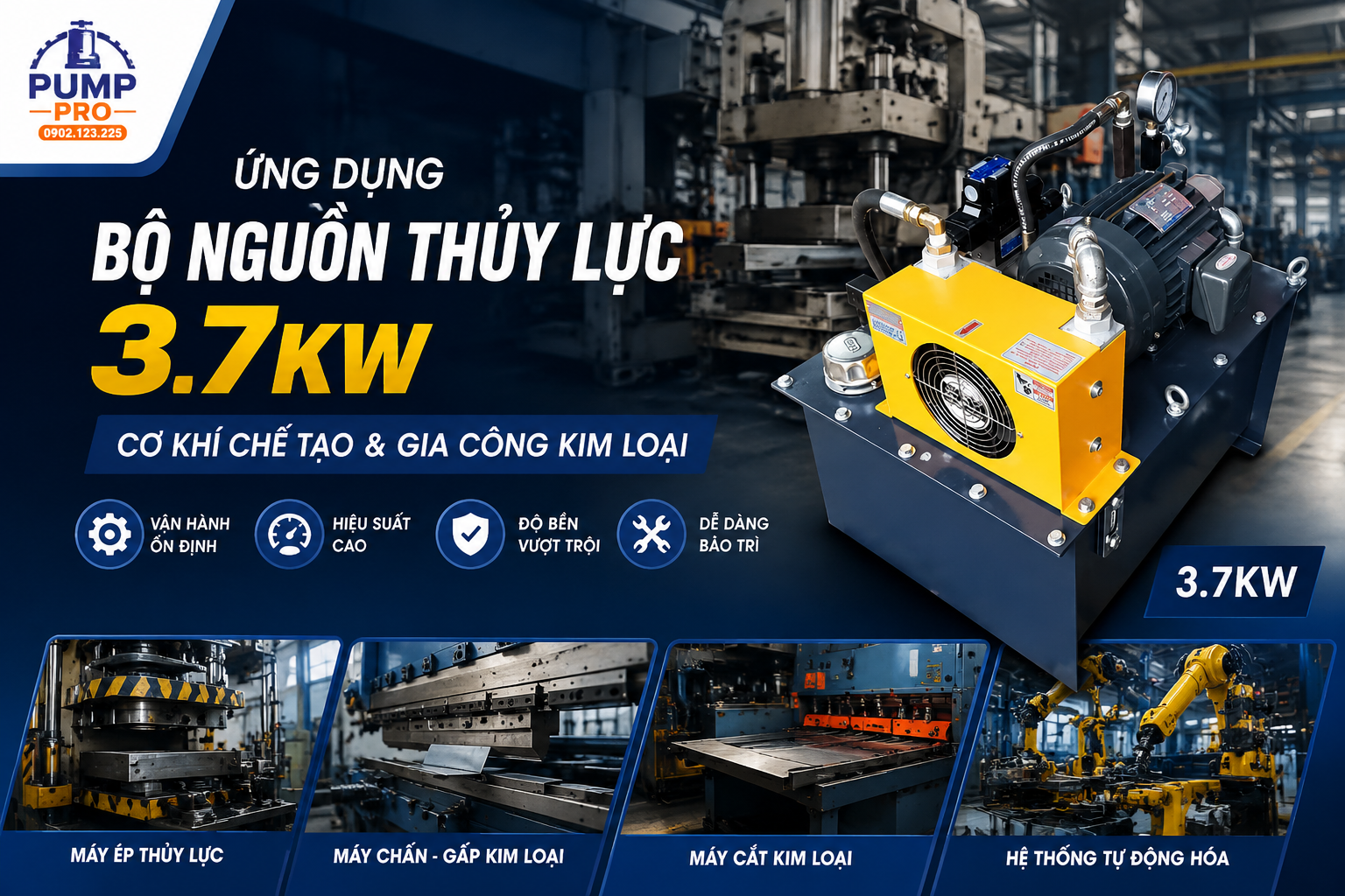 Tổng hợp ứng dụng bộ nguồn thủy lực 3.7kw