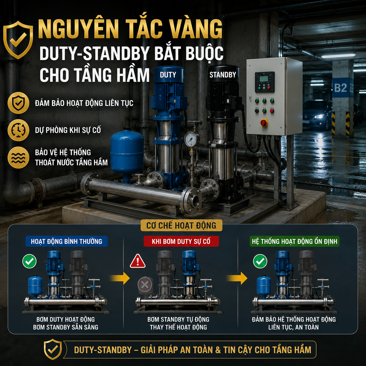 Bơm Chìm Nước Thải Tầng Hầm: Hướng Dẫn Toàn Diện 2026