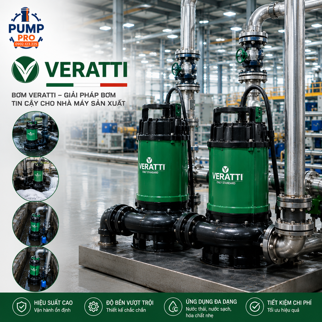 Bơm Veratti Trong Nhà Máy Sản Xuất — Ứng Dụng Phổ Biến Nhất 2026 – Pump Pro