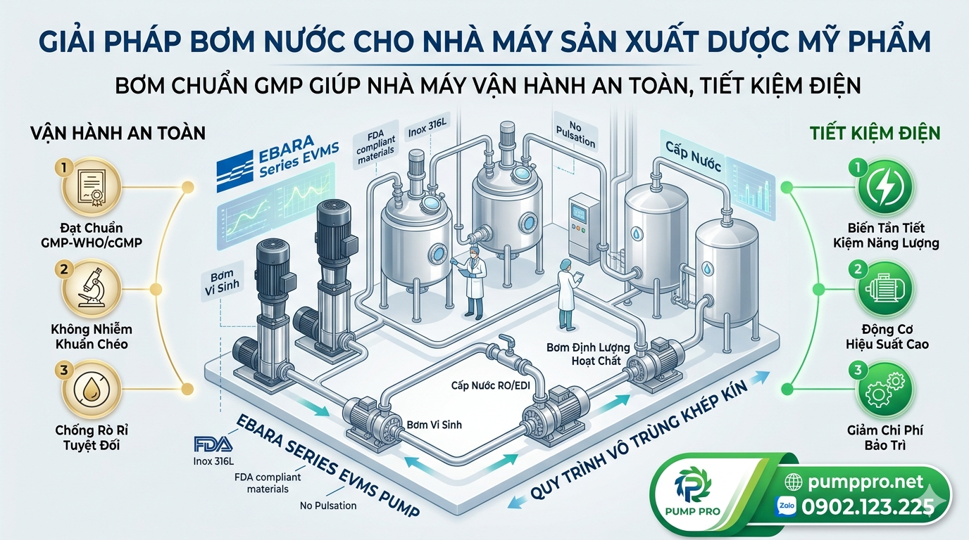 Bơm Công Nghiệp Cho Dược Phẩm – Giải pháp bơm chuẩn GMP – Pump Pro