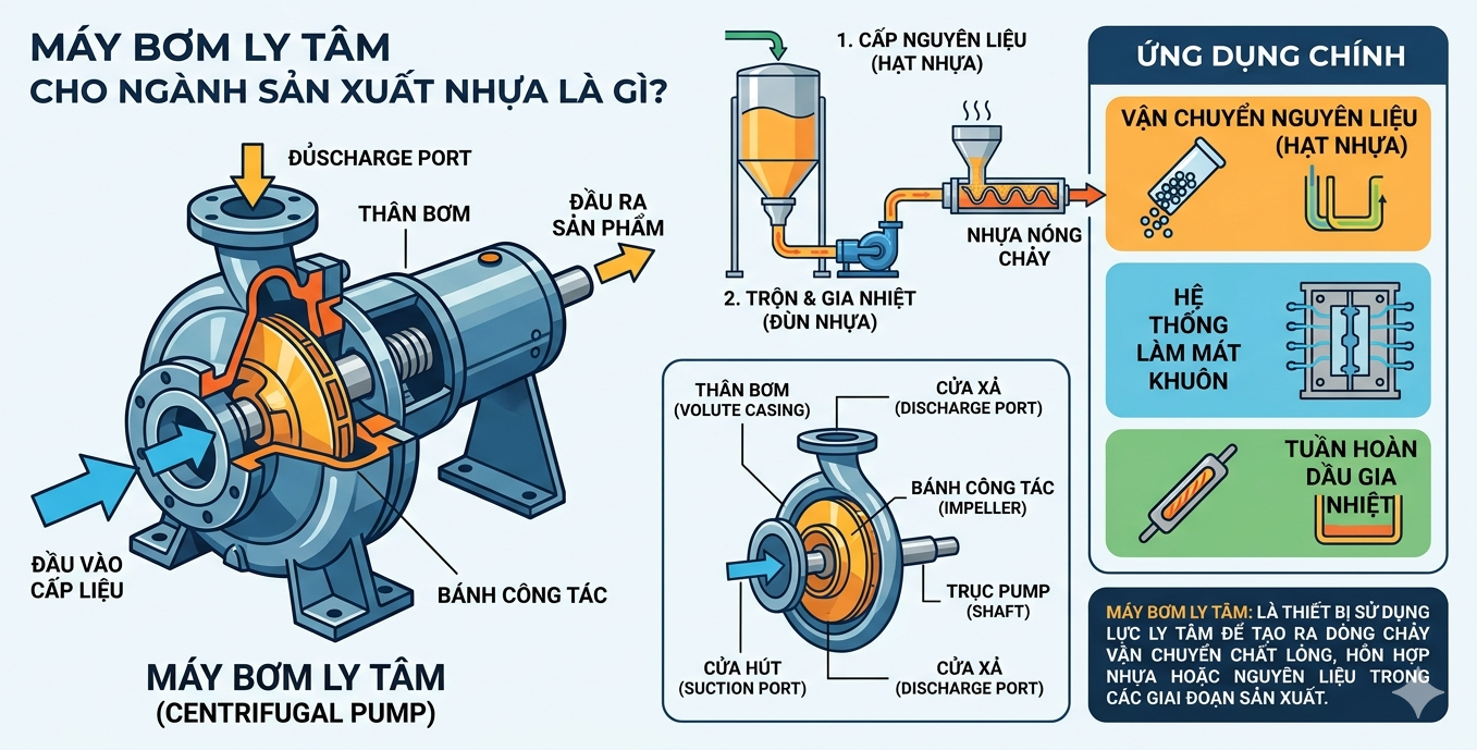 Bơm ly tâm công nghiệp cho Nghành Nhựa – “Mạch máu” vận hành của nhà máy sản xuất nhựa – Pump Pro