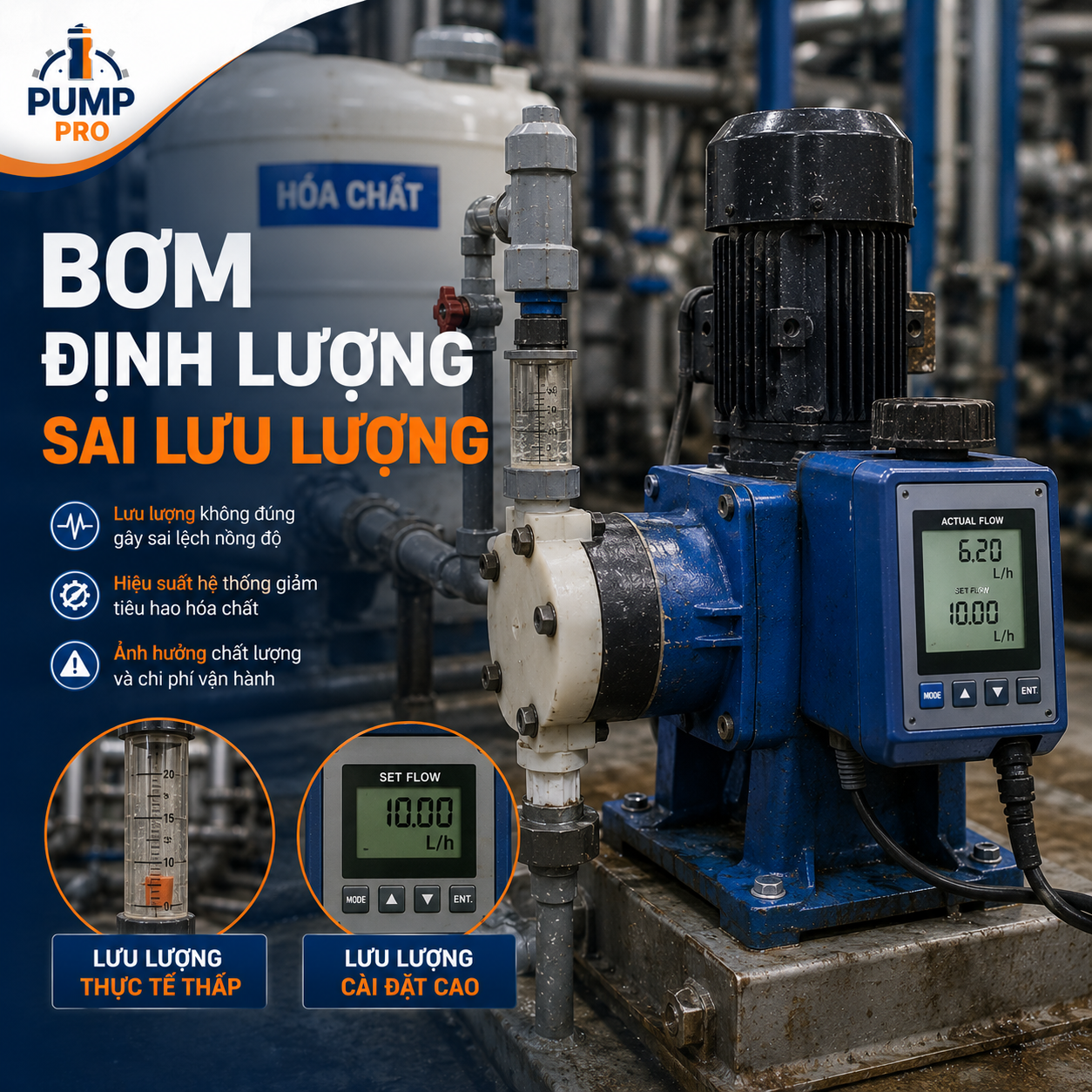 Bơm Định Lượng Hóa Chất Sai Lưu Lượng — Nguyên Nhân Và Cách Hiệu Chỉnh Chính Xác – Pump Pro