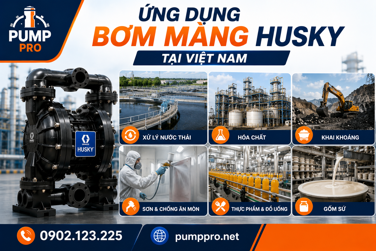 Ứng Dụng Bơm Màng Husky Tại Việt Nam