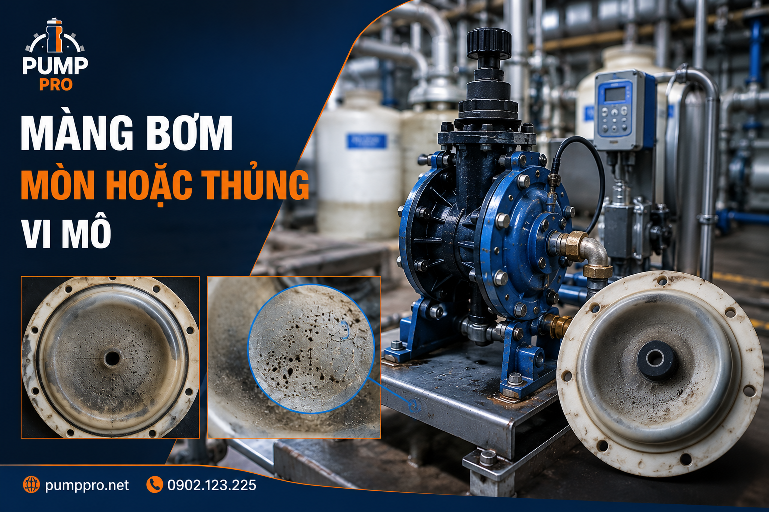 Bơm định lượng Màng Bơm Mòn Hoặc Thủng Vi Mô | Pump Pro