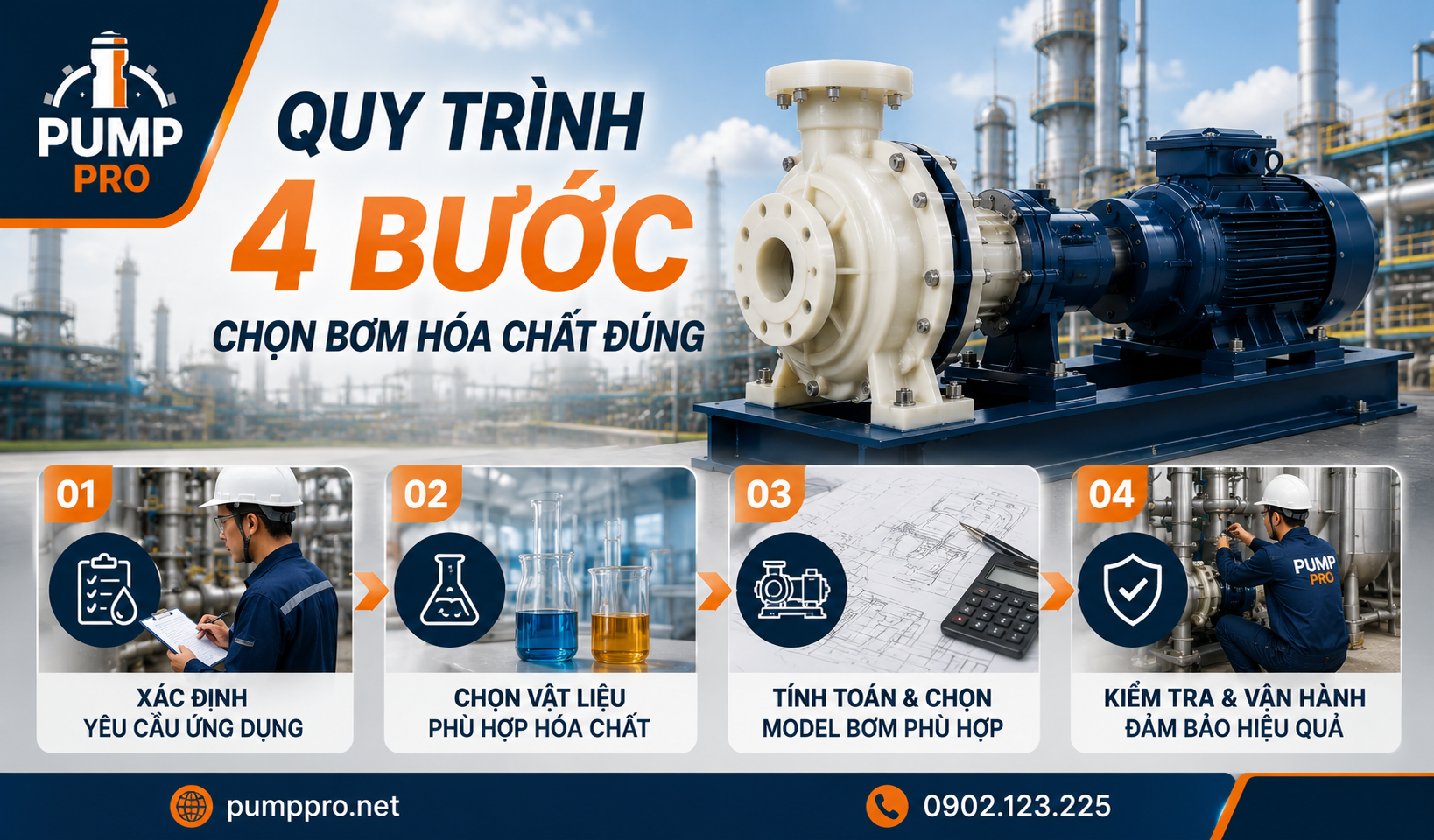 Quy trình 4 bước chọn bơm hóa chất