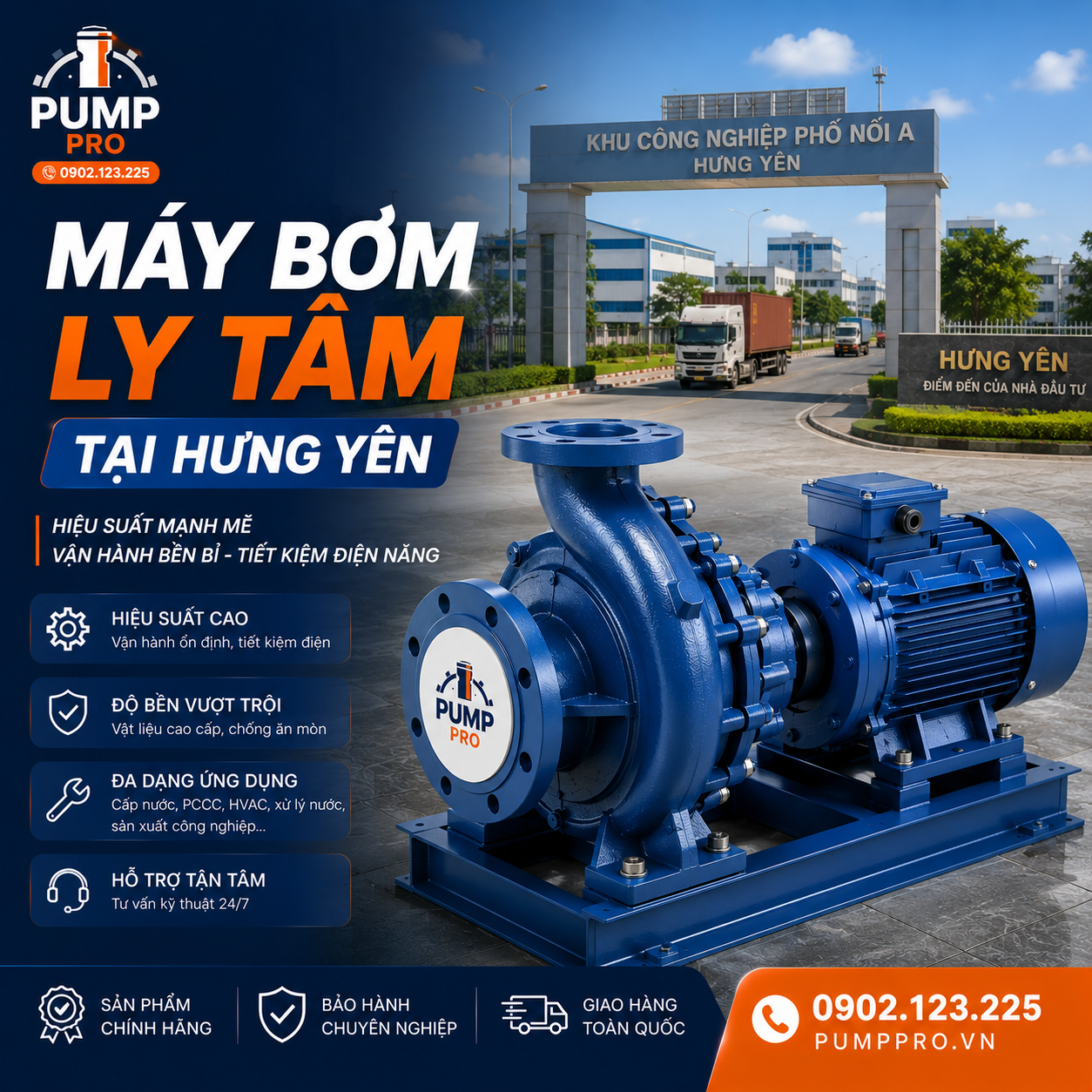 Máy Bơm Ly Tâm Tại Hưng Yên — 23 KCN, Báo Giá & Giao Nhanh 45 Phút Từ Hà Nội – hình 2 – Pump Pro