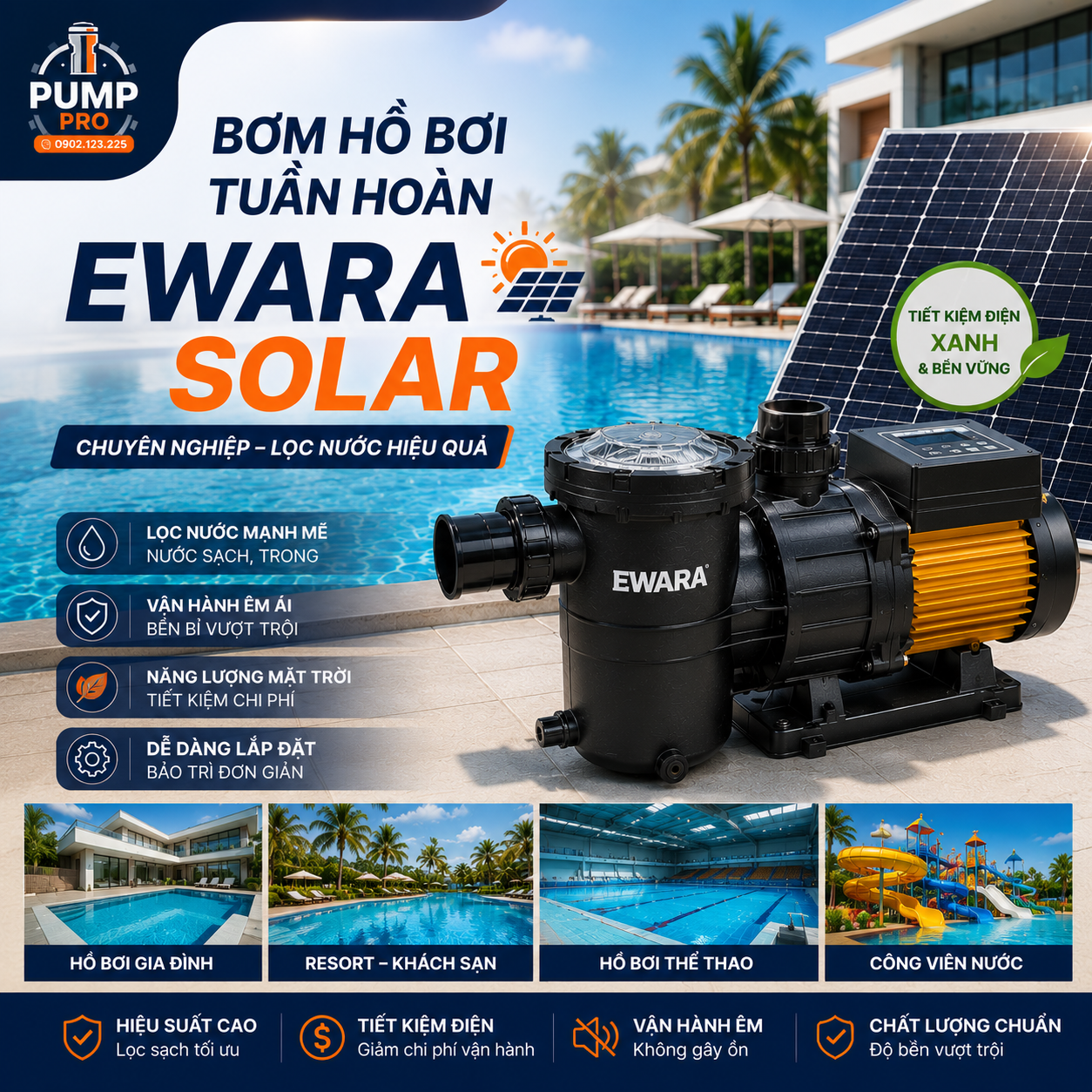 Bơm Hồ Bơi Tuần Hoàn: Ewara, Solar & Giải Pháp 2026