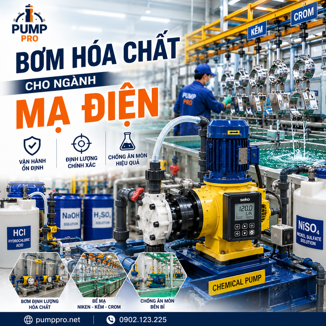 Bơm Hóa Chất Cho Nghành Mạ Điện | Pump Pro
