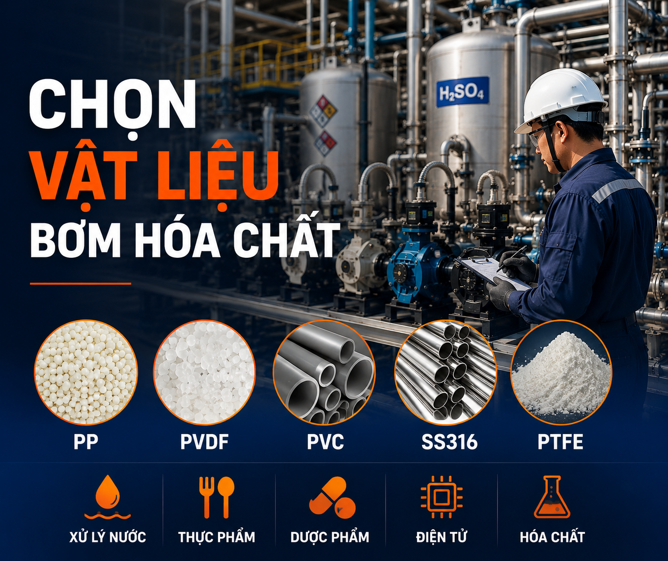 Chọn Vật Liệu Bơm Hóa Chất