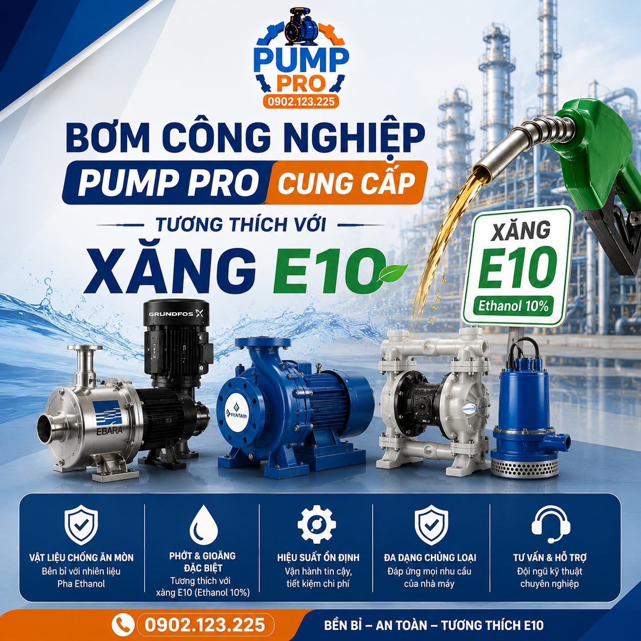 xăng E10 ảnh hưởng seal bơm công nghiệp