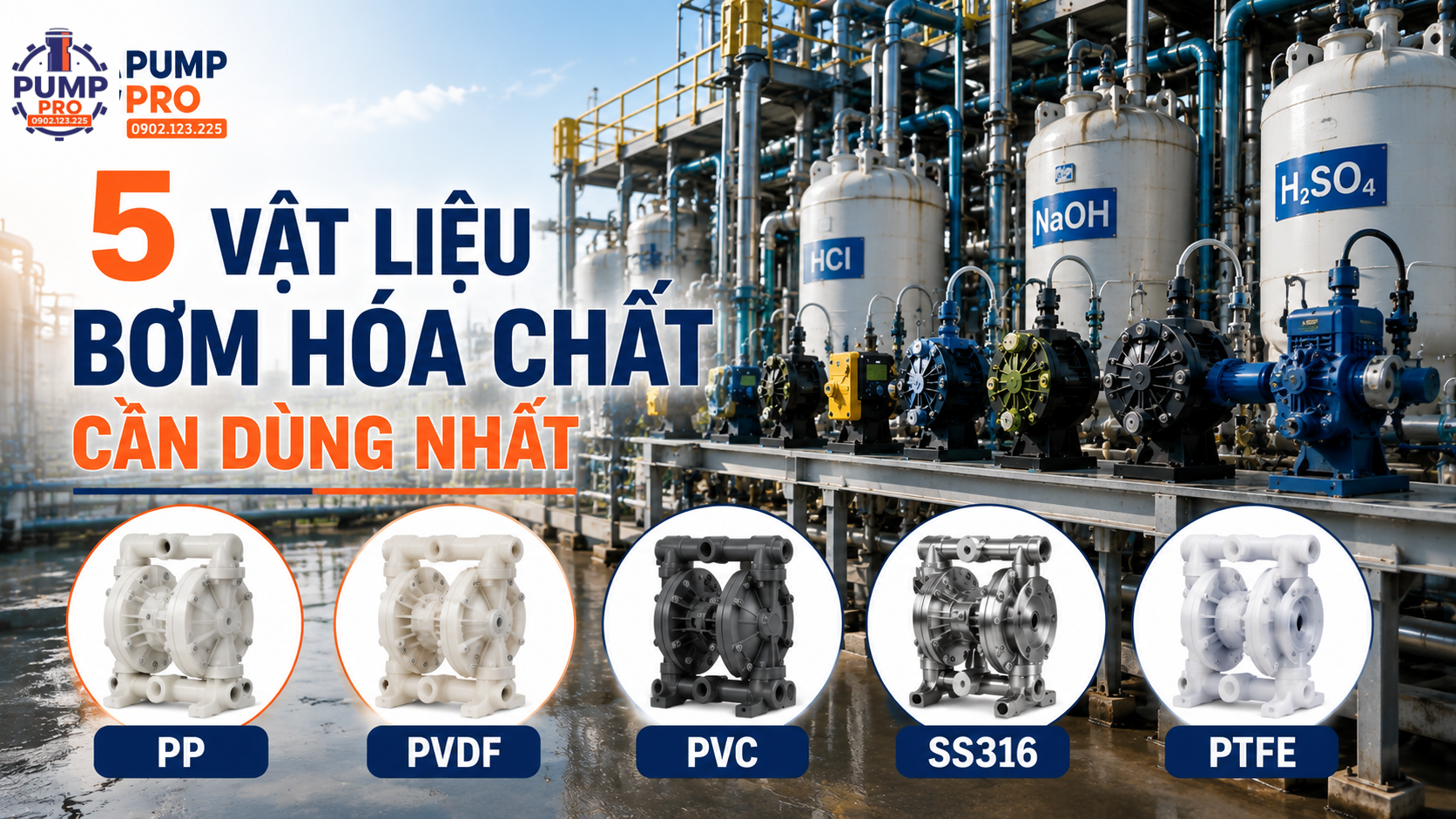 5 Vật liệu dùng cho bơm hóa chất