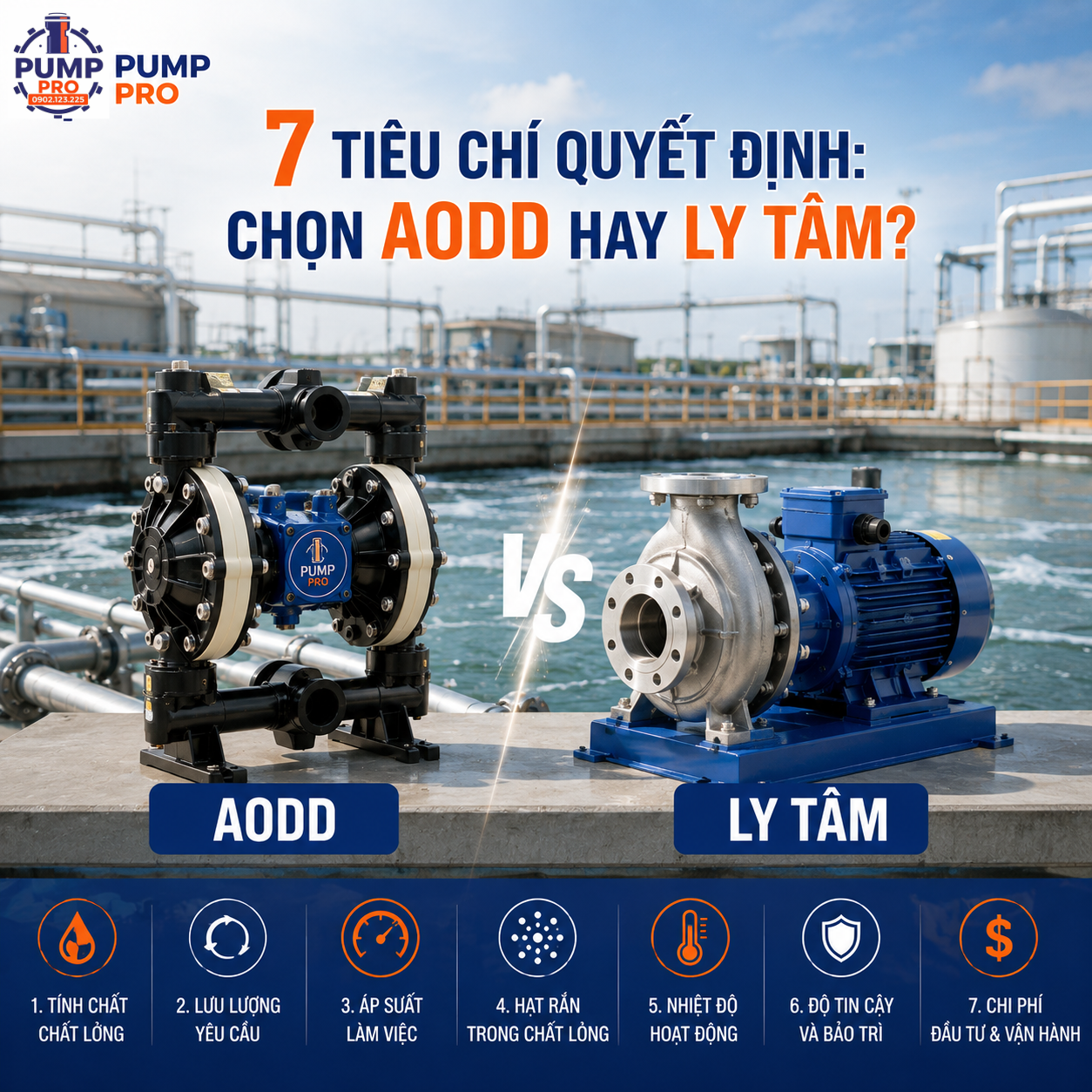 So sánh bơm màng AODD vs Bơm Ly Tâm PVDF