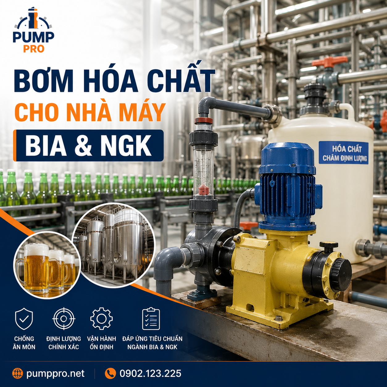 Bơm Hóa Chất Nhà Máy Bia & NGK: CIP/SIP Chuẩn EHEDG