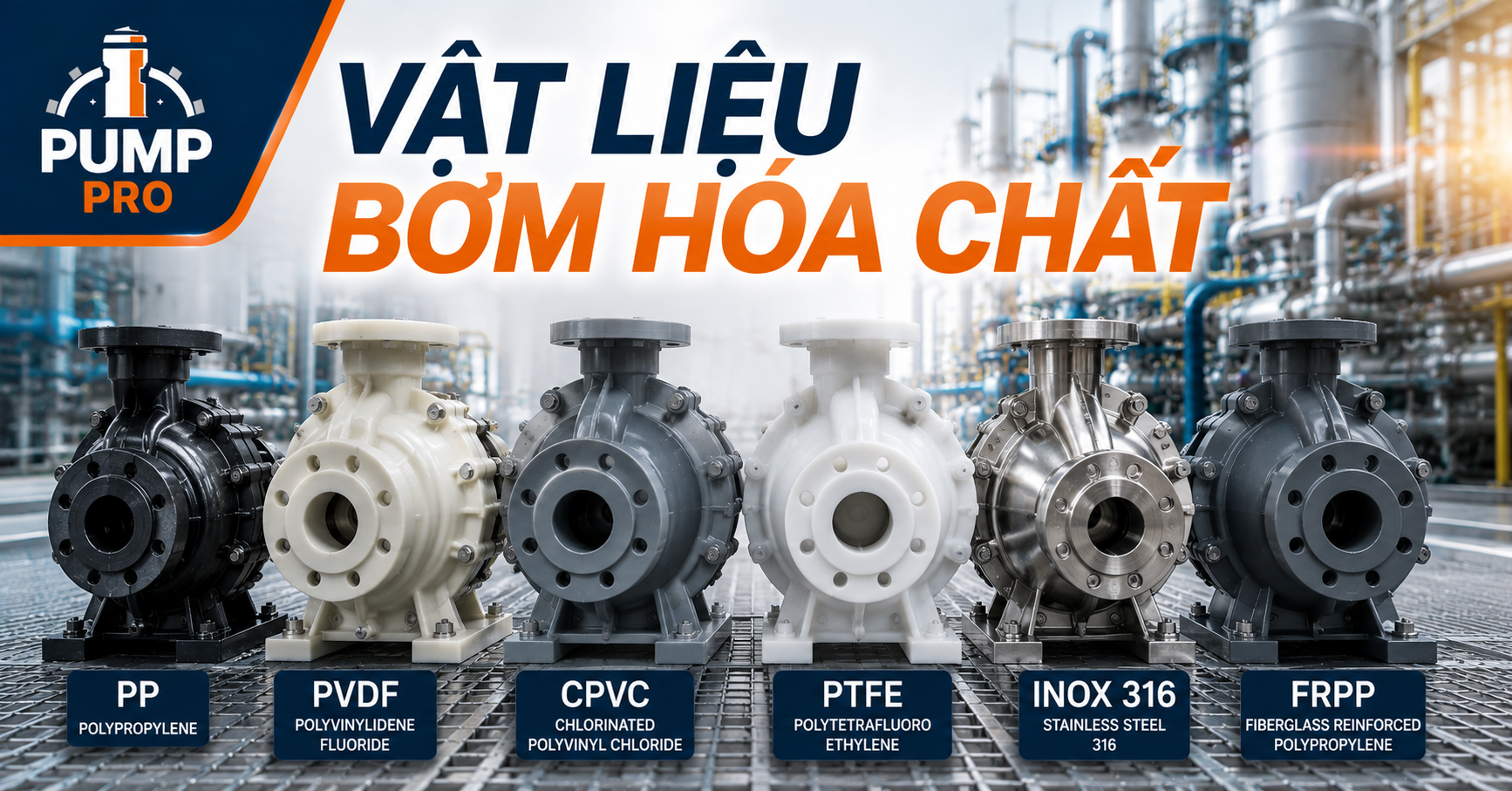 Vật liệu bơm hóa chất công nghiệp Pump Pro