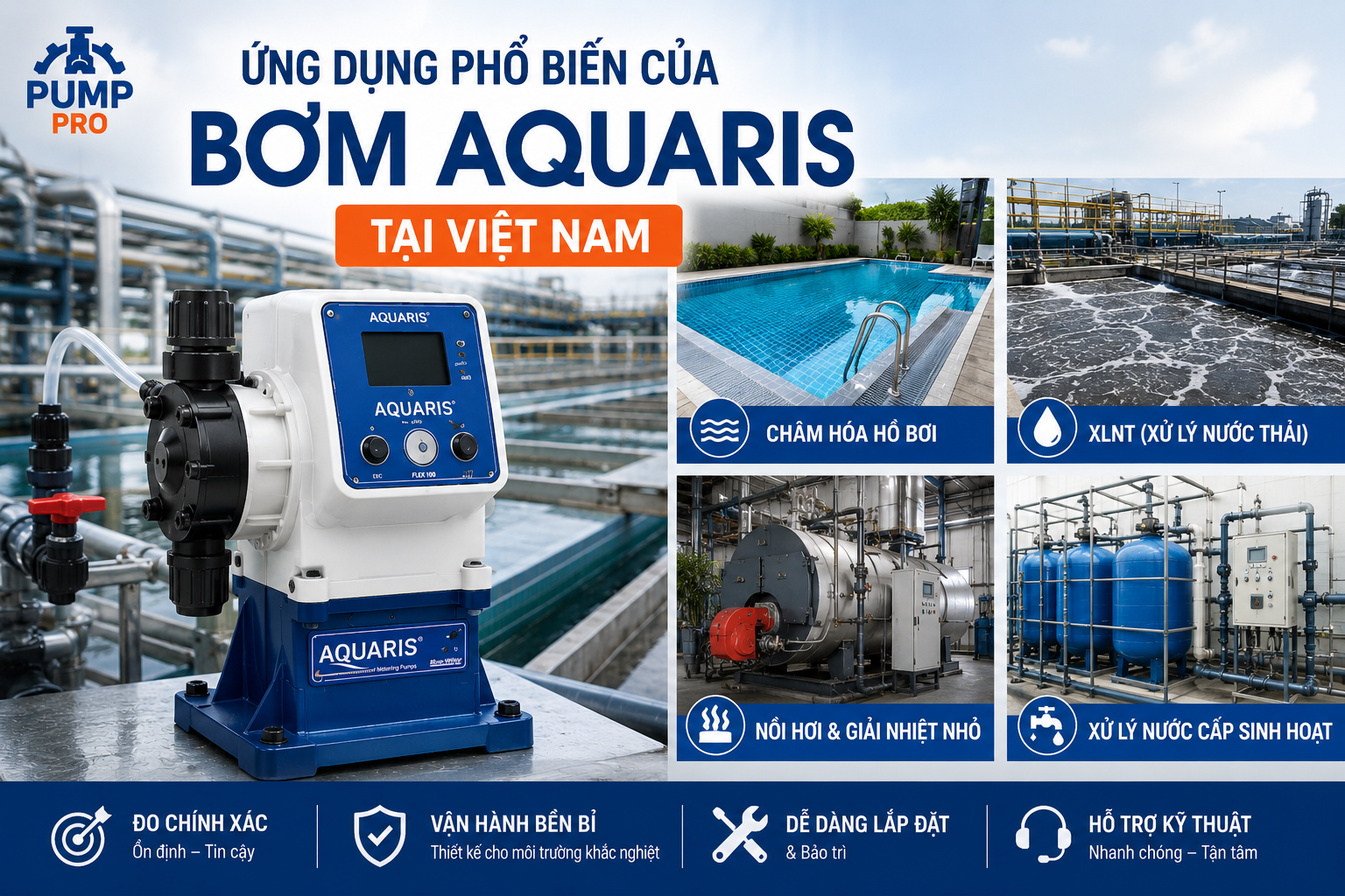 bơm định lượng Aquaris chính hãng JLM1502 hồ bơi xử lý nướ