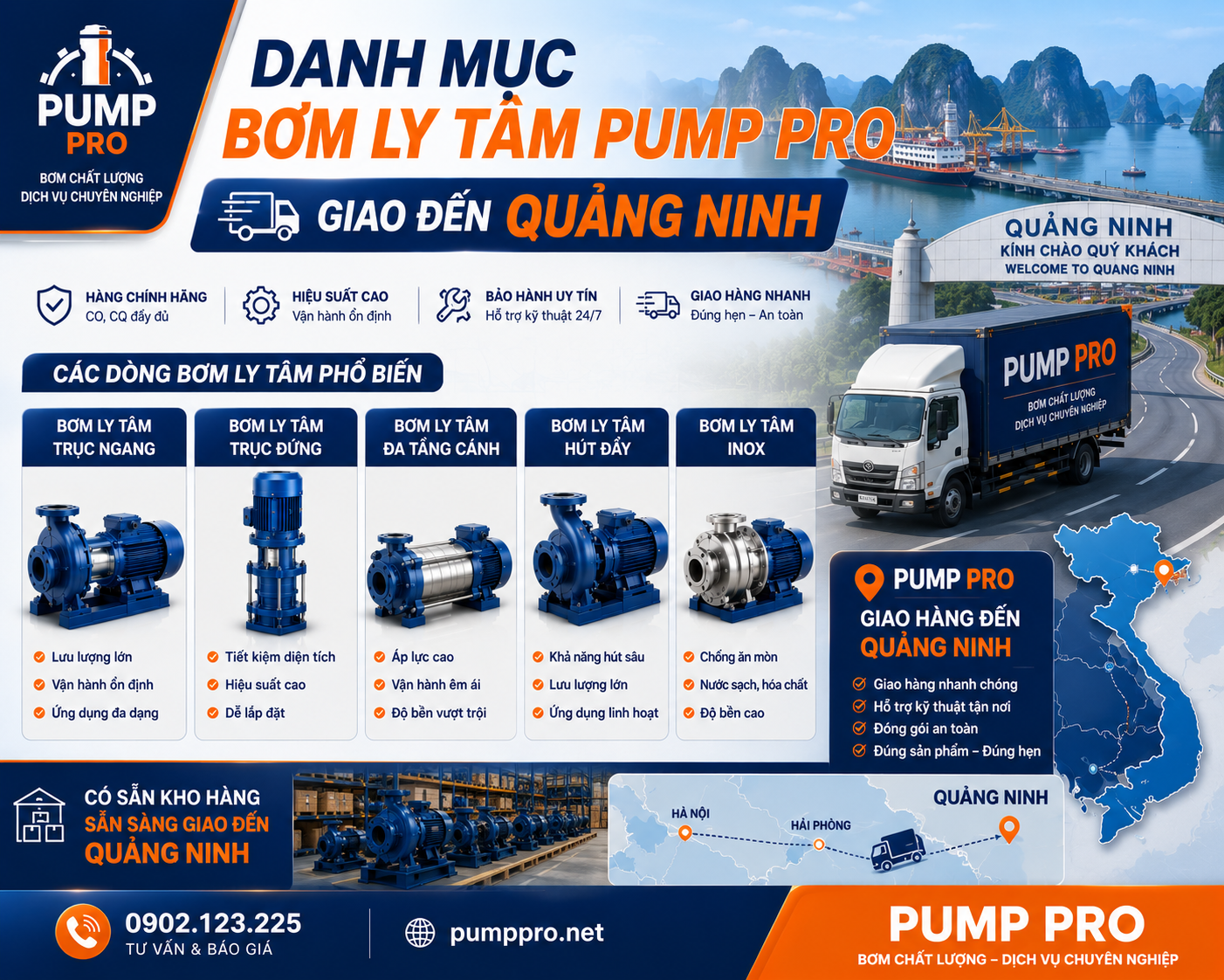 Danh mục bơm Pump Pro cung cấp tại KCN Quảng Ninh