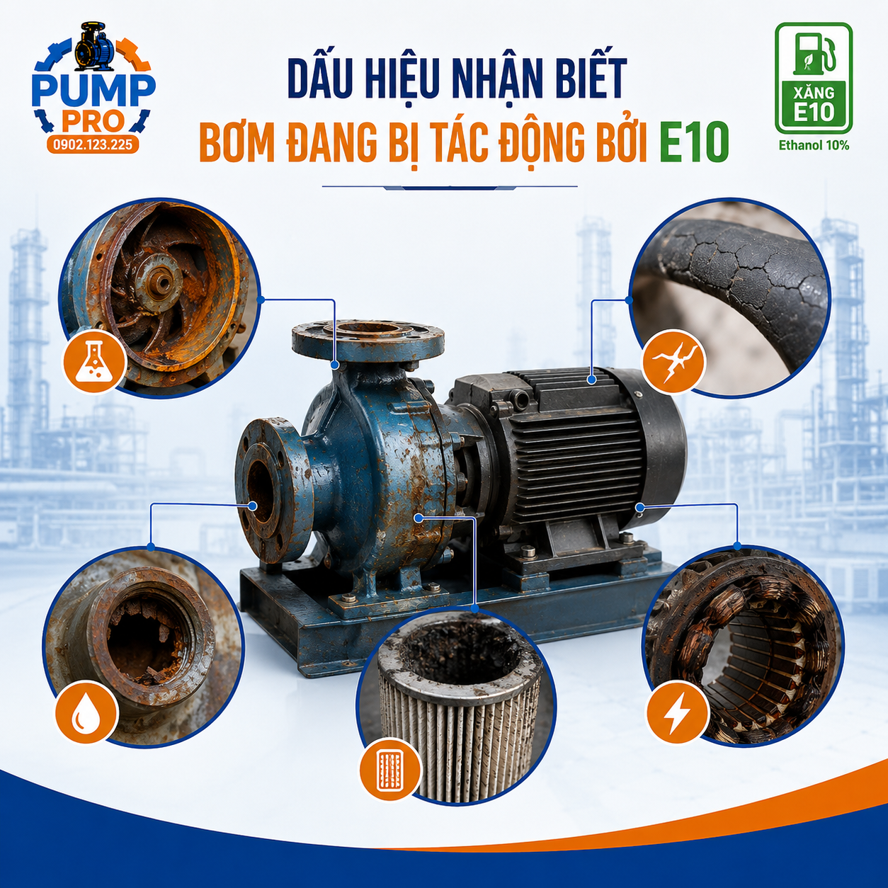Dấu hiệu nhận biết bơm không tương thích với E10