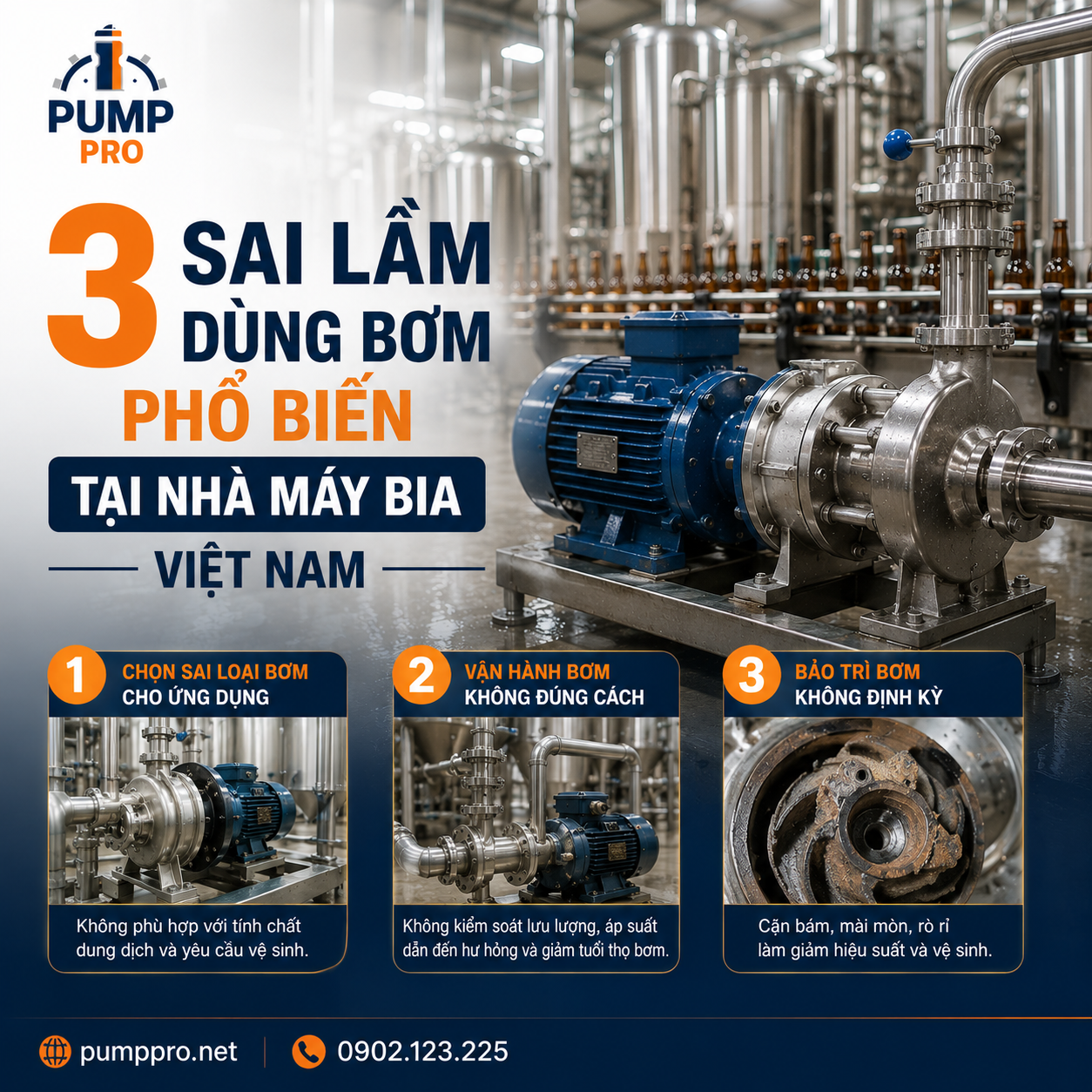 Bơm Hóa Chất Nhà Máy Bia & NGK: CIP/SIP Chuẩn EHEDG | Pump Pro