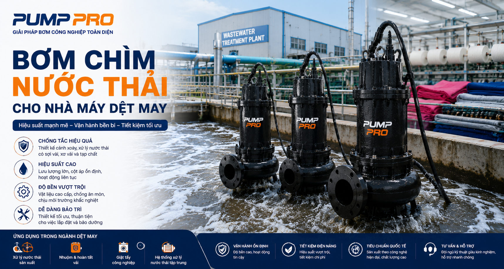 Bơm chìm tại Nhà Máy Dệt May | Pump Pro