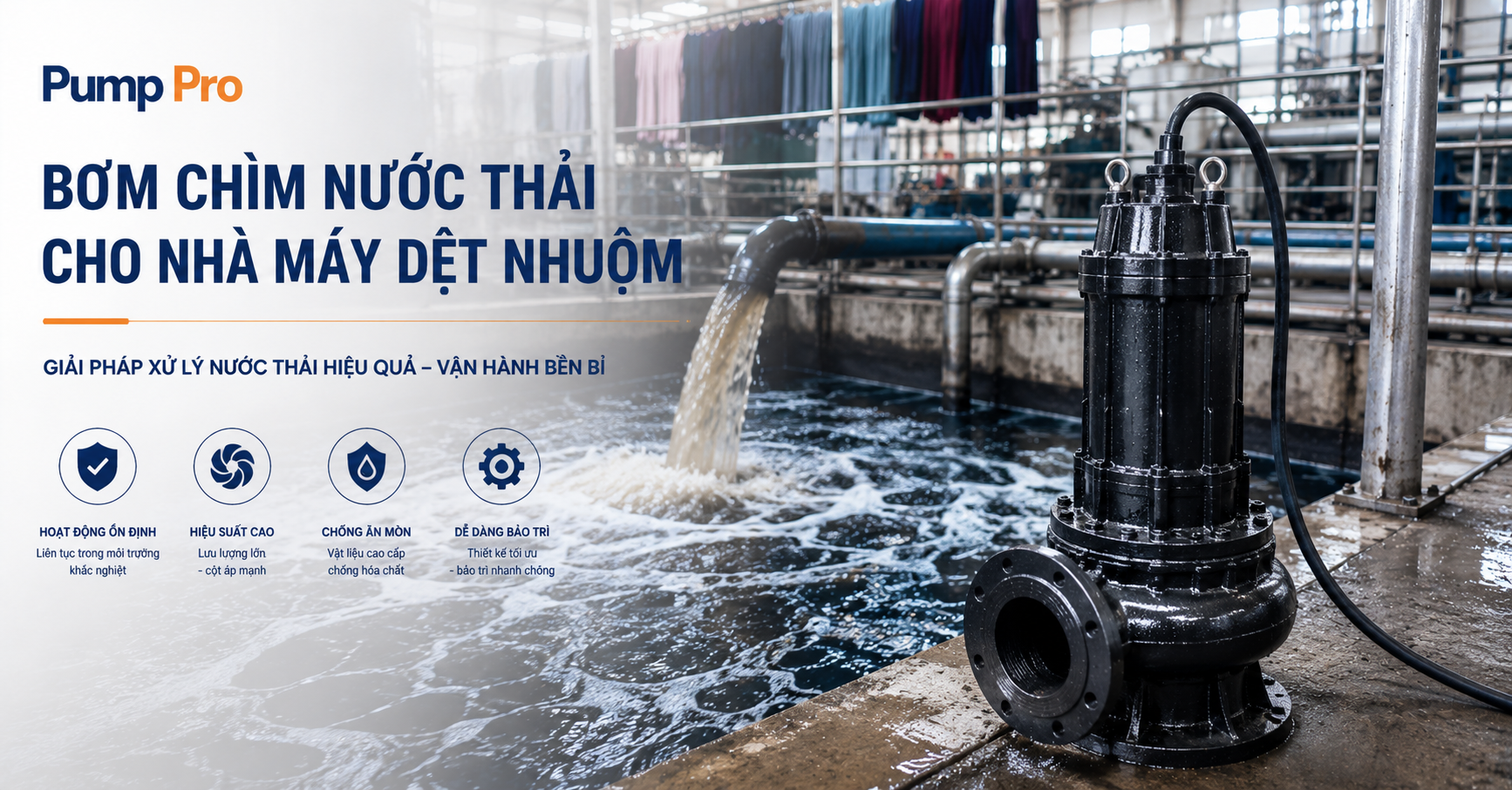 Bơm Chìm Nước Thải Dệt Nhuộm — Đúng Chuẩn QCVN 13