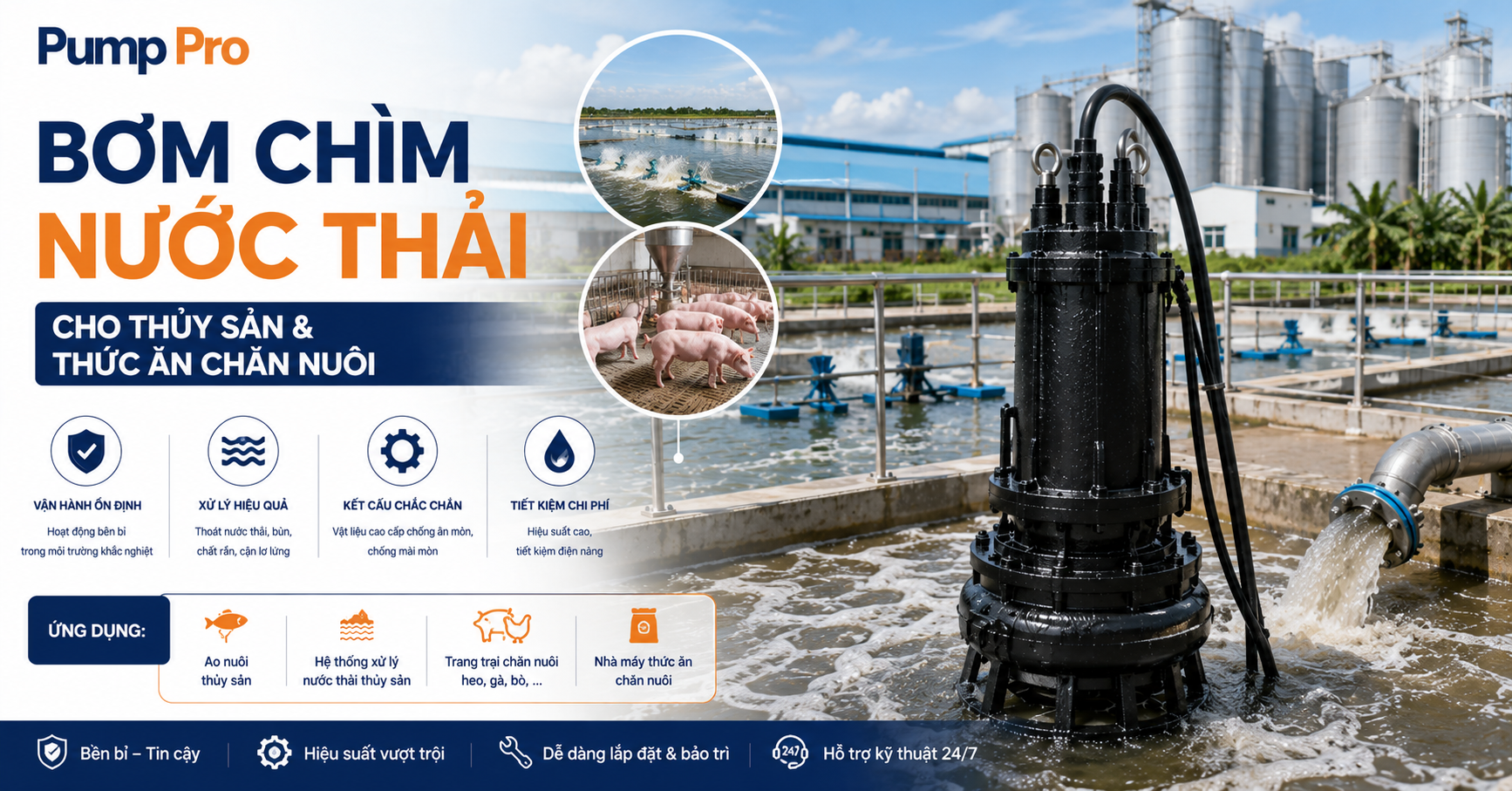 Bơm Chìm Nước Thải Cho Chăn Nuôi Và Thủy Sản