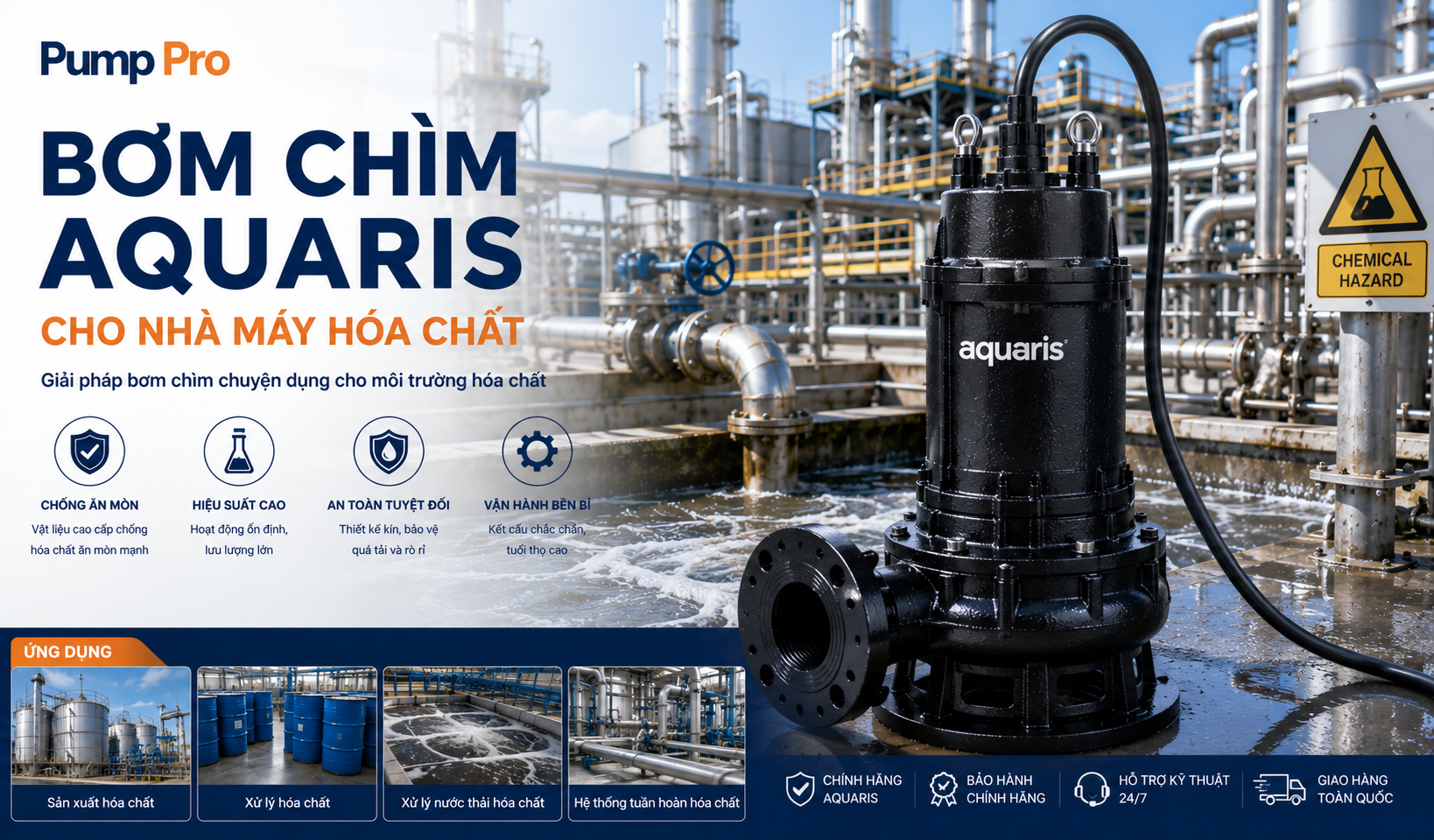 Bơm chìm nước thải Aquaris cho nhà máy hóa chất