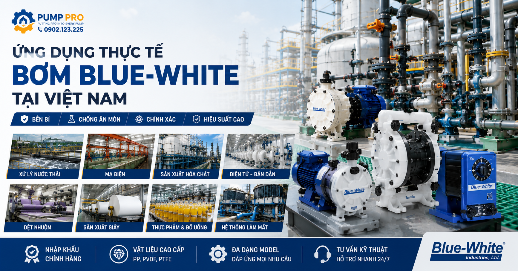 Ứng dụng bơm Blue White | Pump Pro