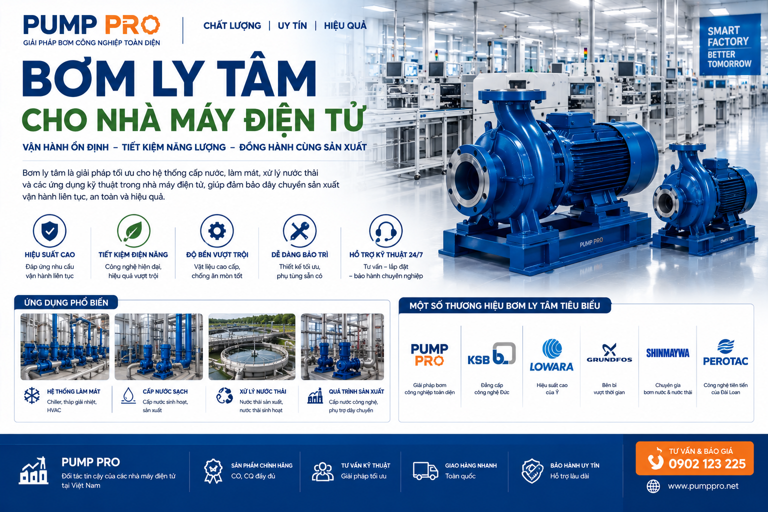 Bơm ly tâm cho nhà máy điện tử Pump Pro