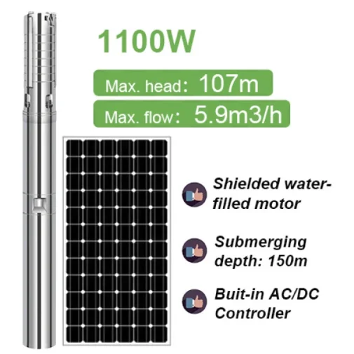 Máy bơm chìm năng lượng mặt trời 1100w（1.5hp) | Pump Pro