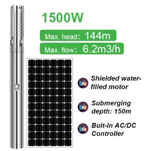 Máy bơm nước năng lượng mặt trời 2HP AC/DC với cánh quạt bằng thép không gỉ | Pump Pro