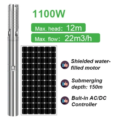 Máy bơm năng lượng mặt trời DIFFUL 1100W dùng cho tưới tiêu | Pump Pro