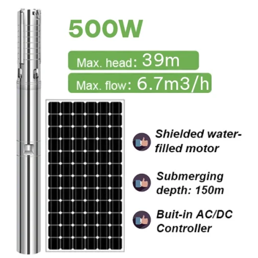Máy bơm giếng sâu chạy bằng năng lượng mặt trời AC/DC 500W | Pump Pro