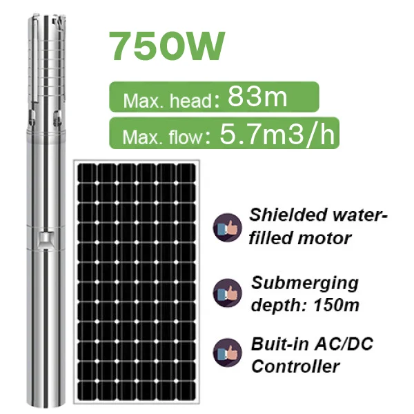 Máy bơm nước động cơ AC/DC 4 inch có vỏ bọc 1hp Máy bơm nước động cơ AC/DC 4 inch có vỏ bọc 1hp | Pump Pro