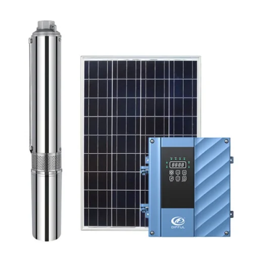 Máy bơm nước năng lượng mặt trời không chổi than AC/DC làm mát bằng nước 4 inch với bộ điều khiển bên ngoài và cánh quạt bằng nhựa | Pump Pro
