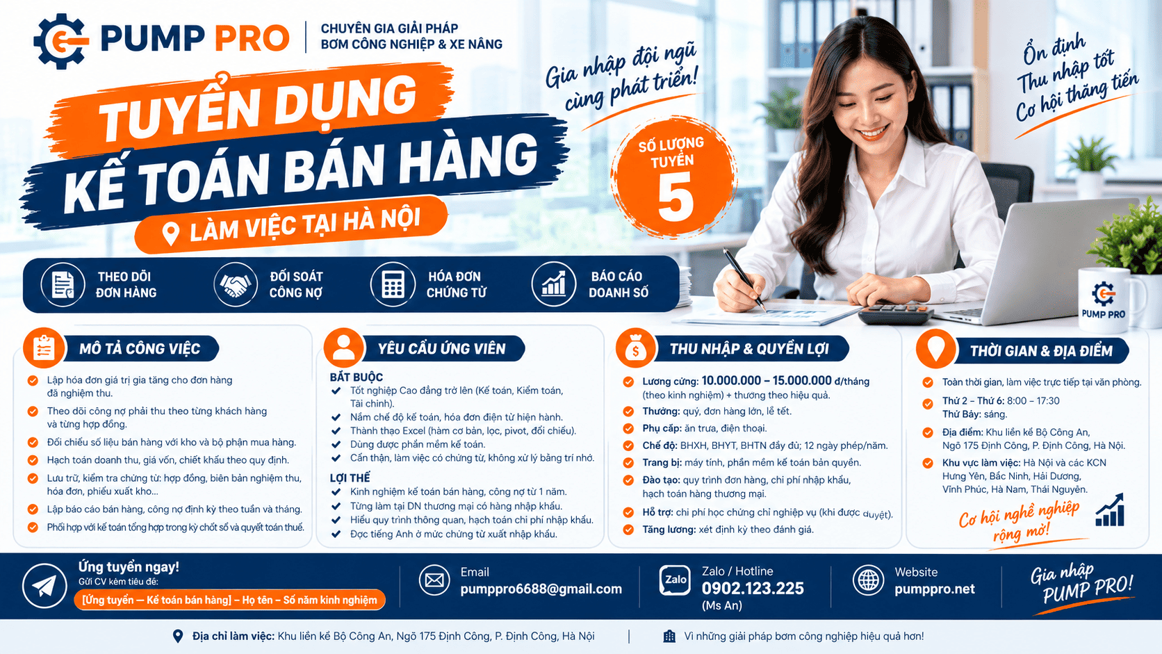 Pump Pro tuyển 5 Kế toán Bán hàng