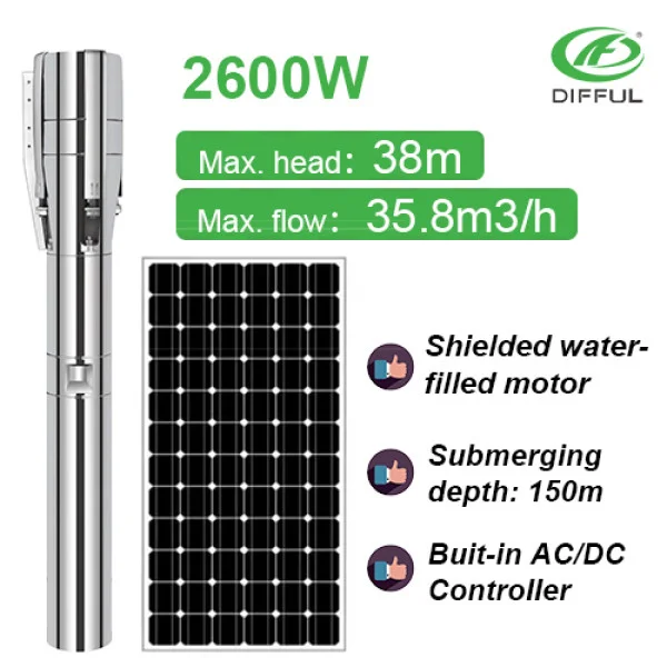 Hệ thống bơm giếng năng lượng mặt trời AC/DC 3.5HP Hệ thống bơm giếng năng lượng mặt trời AC/DC 3.5HP | Pump Pro