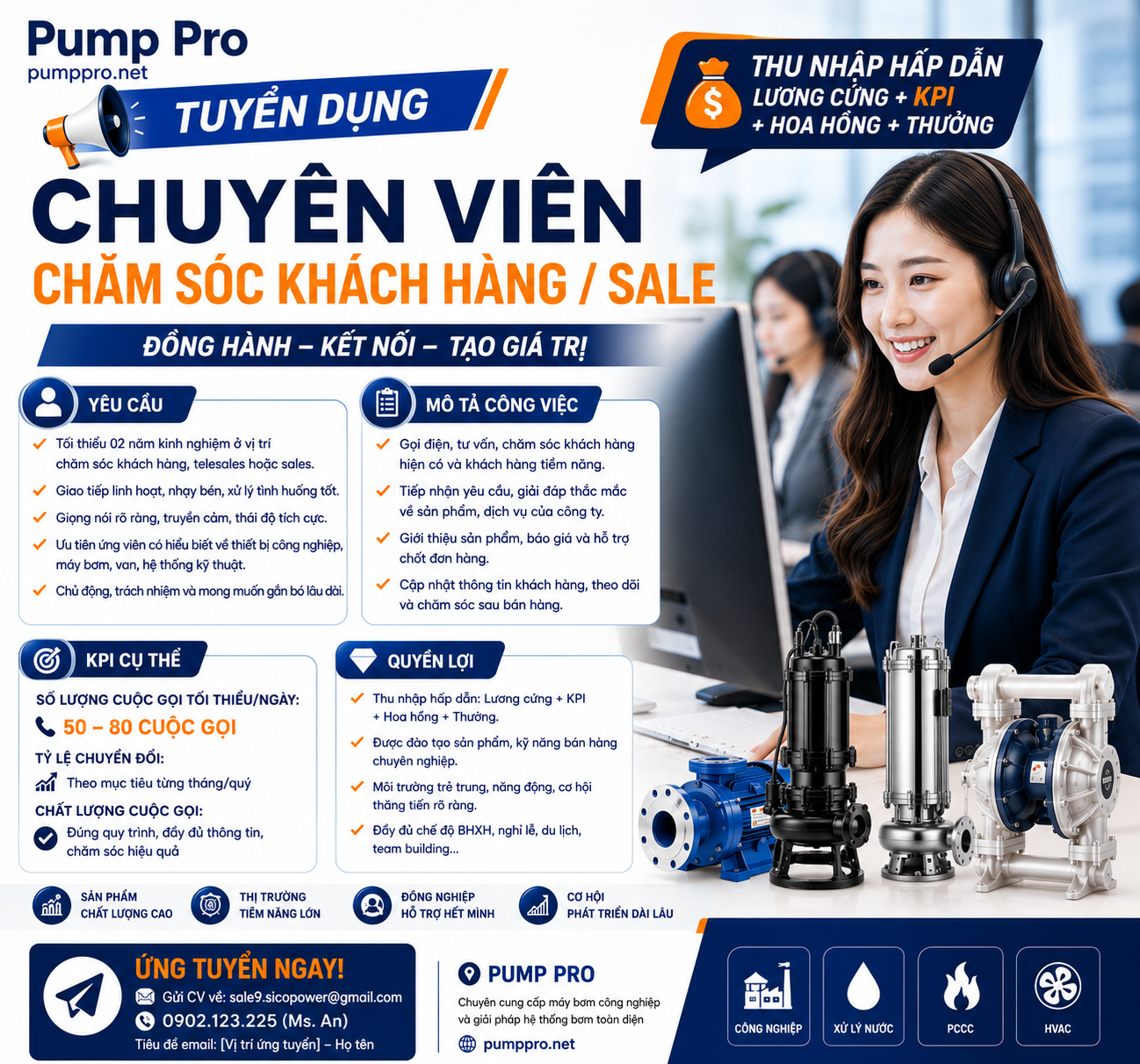 Tuyển dụng chuyên viên kinh doanh Pump Pro