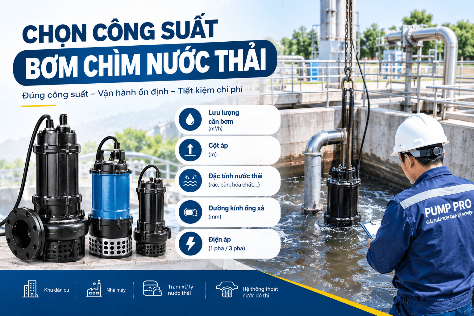 Chọn Công Suất Bơm Chìm Nước Thải