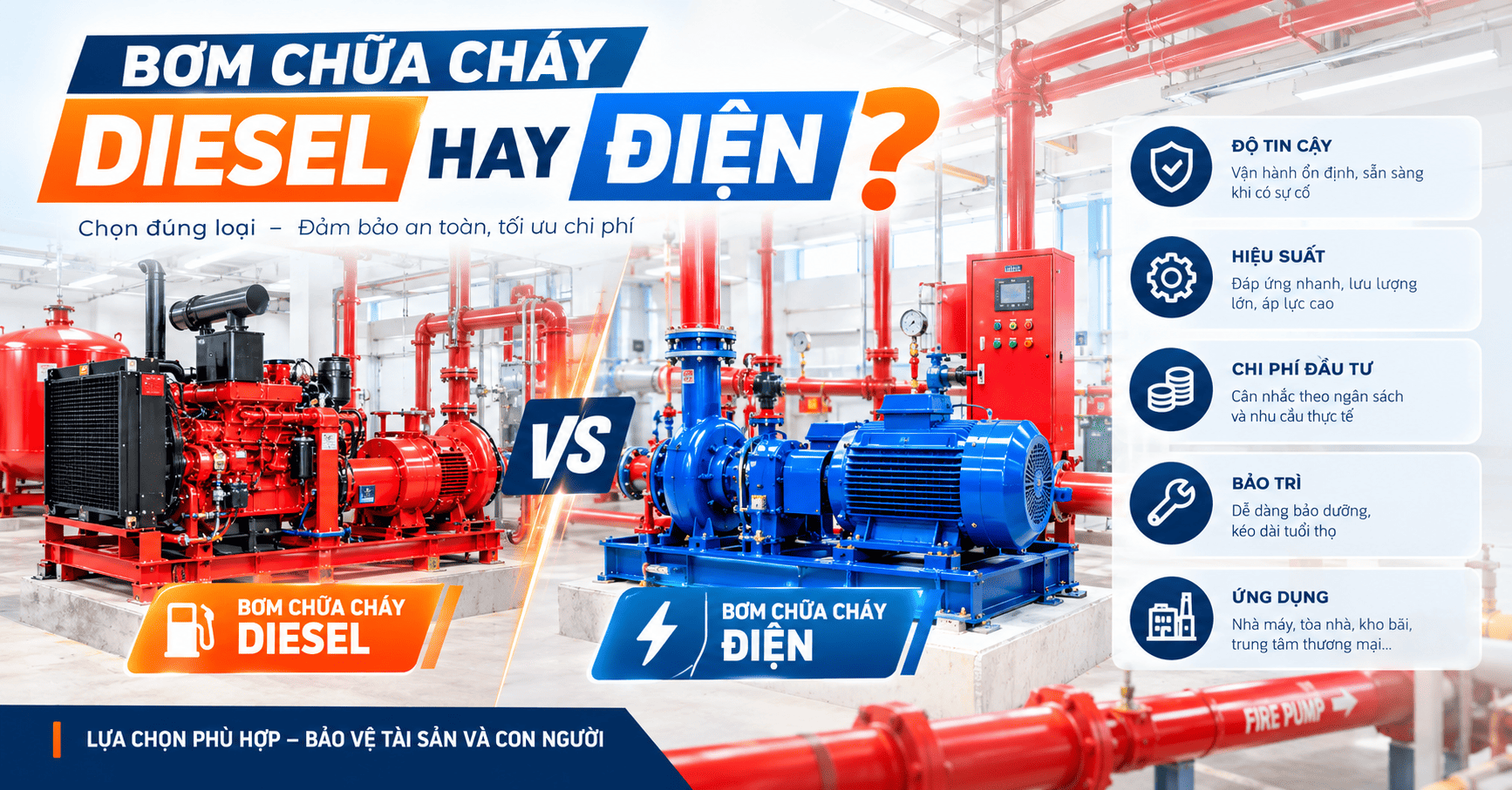Bơm Chữa Cháy Diesel Hay Điện