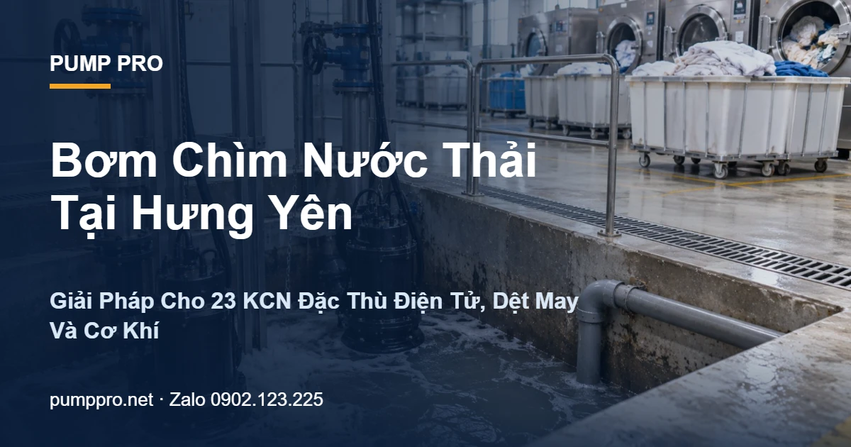 Bơm Chìm Nước Thải Tại Hưng Yên — Giải Pháp Cho 23 KCN Đặc Thù Điện Tử, Dệt May Và Cơ Khí - Pump Pro