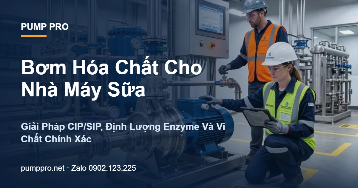 Bơm Hóa Chất Cho Nhà Máy Sữa — Giải Pháp CIP/SIP, Định Lượng Enzyme Và Vi Chất Chính Xác - Pump Pro