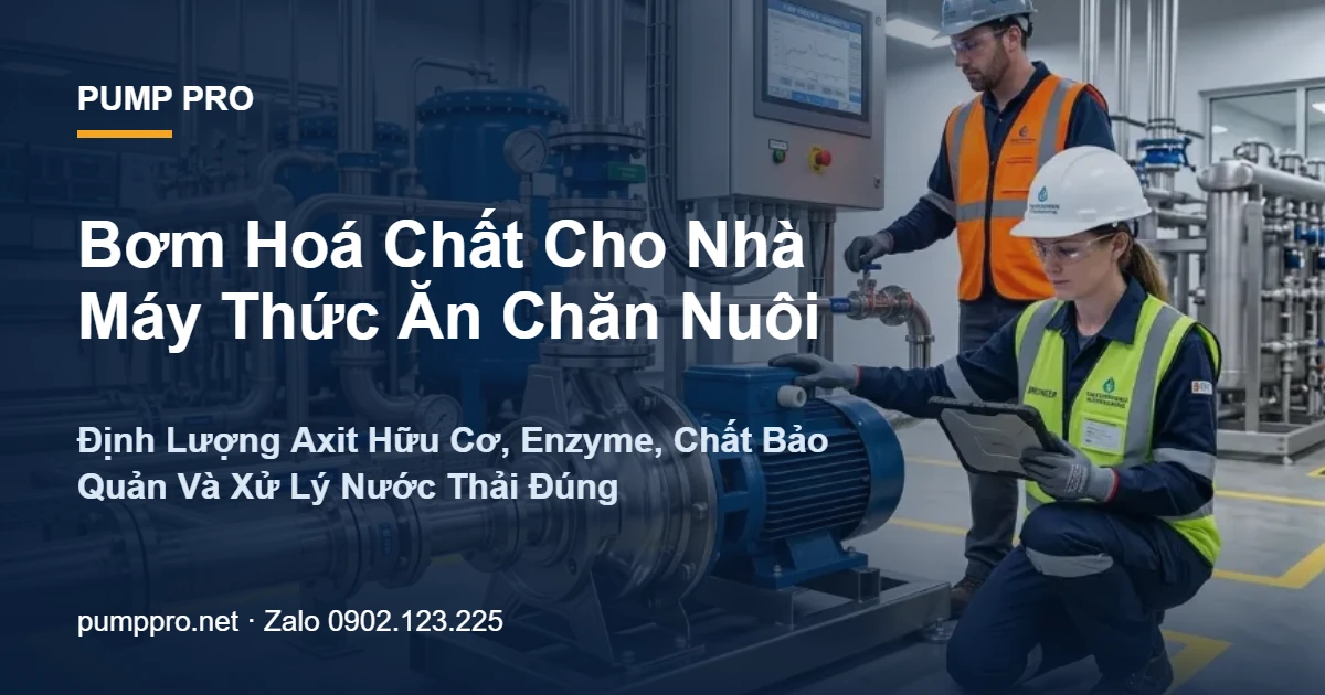 Bơm Hoá Chất Cho Nhà Máy Thức Ăn Chăn Nuôi — Định Lượng Axit Hữu Cơ, Enzyme, Chất Bảo Quản Và Xử Lý Nước Thải Đúng Chuẩn - Pump Pro