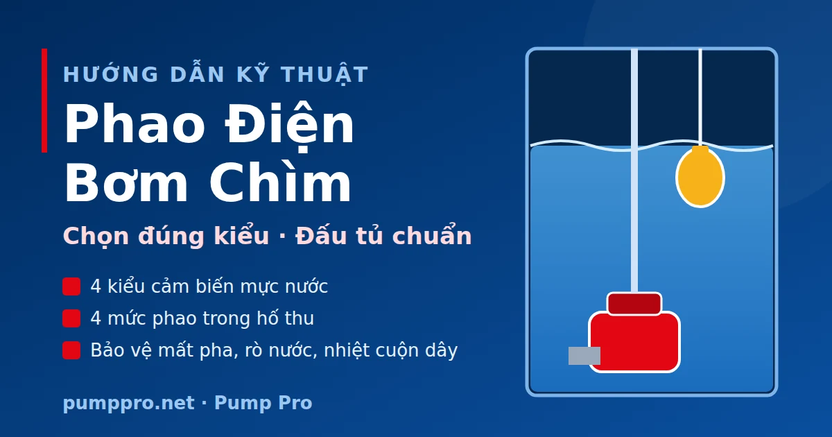 Phao điện bơm chìm trong hố thu: chọn đúng kiểu phao và đấu tủ chuẩn